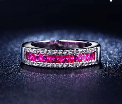 Silver Natural Ruby Gemstones Birthstone Bride Wedding Engagement Strange Ring Size 6 7 8 9 10 - WORLD TIME VISITS