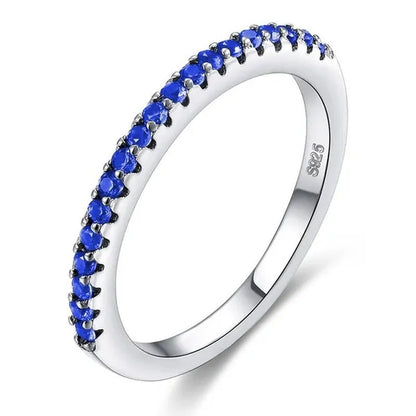 Silver White Sapphire White Sapphire & Aquamarine & Sapphire & Ruby & Tanzanite Ring Rings Natural Gemstones Birthstone Engagement Ring