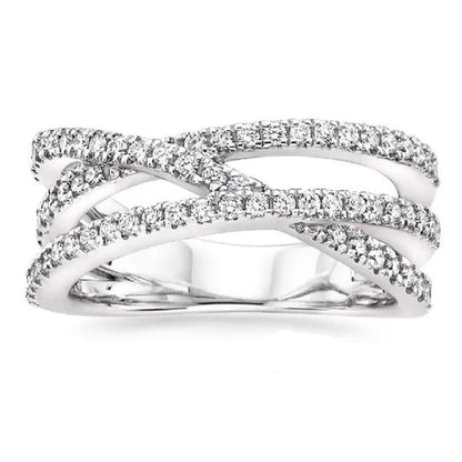 Simple Cross Twist Design Wedding Rings for Woman Full Paved CZ Stone Exquisite Female Finger-ring Statement Jewelry Anniversary Gift