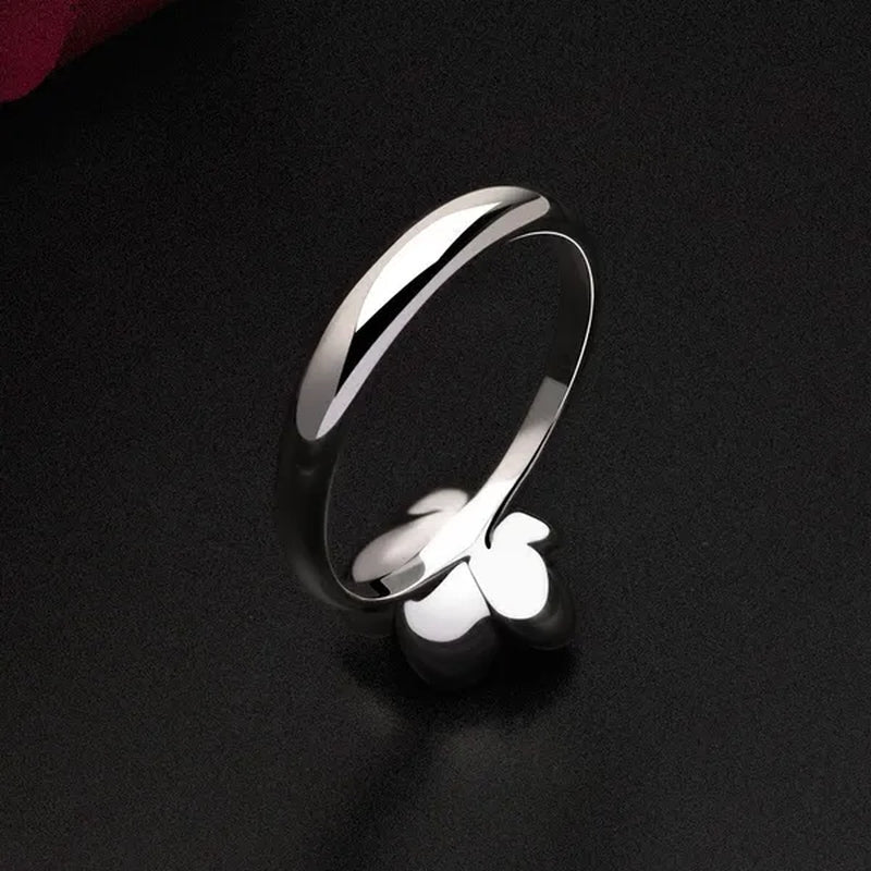 Simple Ladies Antique Silver Black Rose Flower Floral Ring for Women Female Wedding Engagement Party Jewelry Christmas Gift
