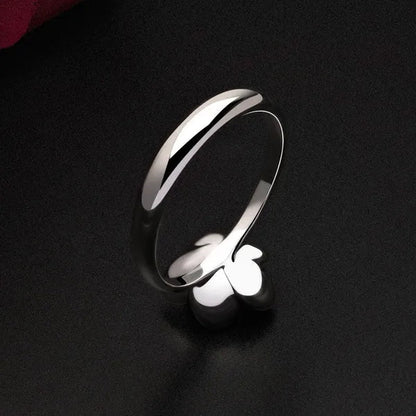 Simple Ladies Antique Silver Black Rose Flower Floral Ring for Women Female Wedding Engagement Party Jewelry Christmas Gift