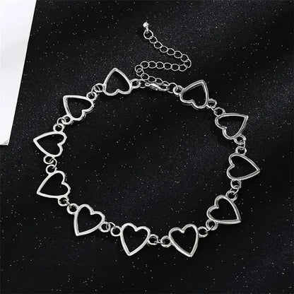 Simple Metal Heart Shape Choker Necklace for Women Fashion Elegant Geometric Collar Punk Jewelry Gift