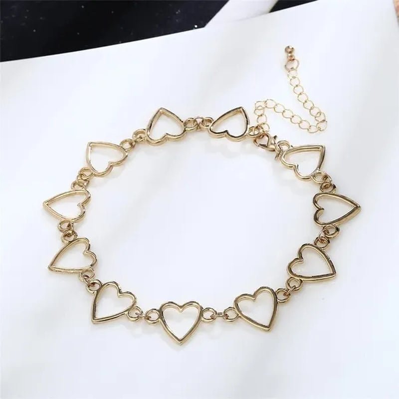 Simple Metal Heart Shape Choker Necklace for Women Fashion Elegant Geometric Collar Punk Jewelry Gift