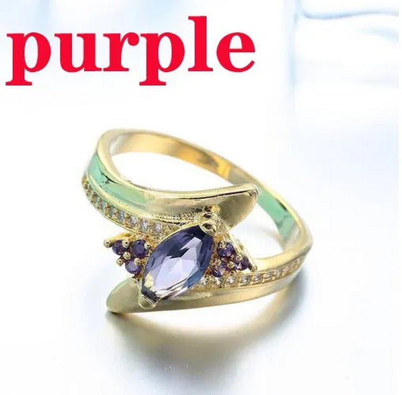 Size 6-10 Jewelry Woman's Blue Sapphire 18K Golden Plated Ring Gift  ( Choice Color and Size )