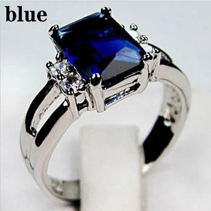 Size 6 - 10 Women Jewelry Amethyst / Blue Sapphire / Black Sapphire Women 925 Silver Plated Engagement Ring (Choice Color and Size ) - WORLD TIME VISITS