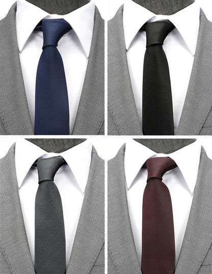 Skinny Solid Ties for Men, 2.5 Inch Slim Plain Neckties 4 - Pack - WORLD TIME VISITS