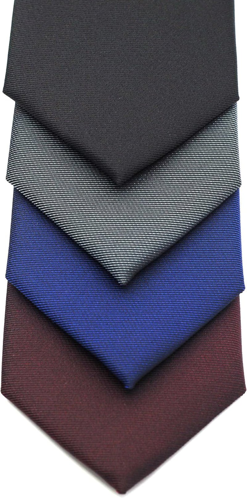 Skinny Solid Ties for Men, 2.5 Inch Slim Plain Neckties 4-Pack