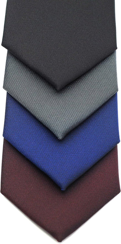 Skinny Solid Ties for Men, 2.5 Inch Slim Plain Neckties 4-Pack