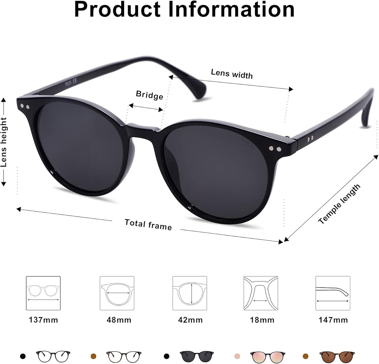 Small round Classic Polarized Sunglasses for Women Men Vintage Style UV400 Lens SJ2113