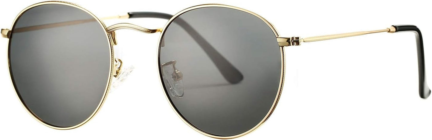 Small round Metal Polarized Sunglasses for Women Retro Designer Style
