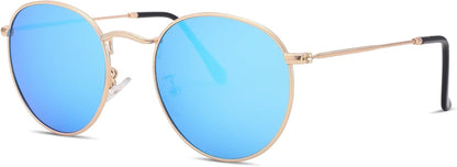 Small round Metal Polarized Sunglasses for Women Retro Designer Style - WORLD TIME VISITS