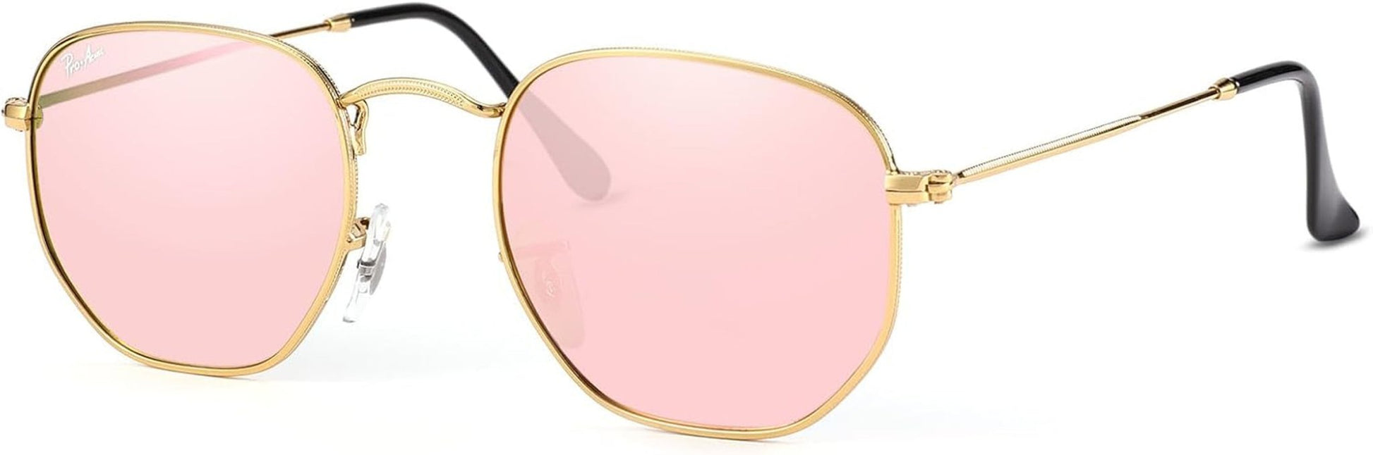 Small Square Sunglasses for Women Men 100% Real Glass Lens Hexagonal Frame - WORLD TIME VISITS