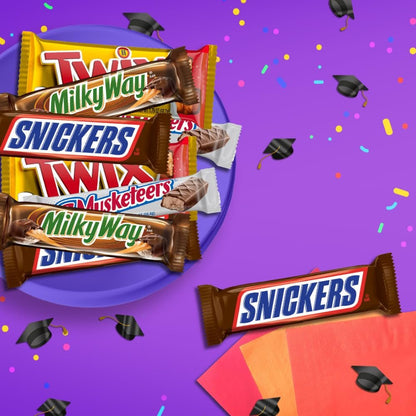 SNICKERS, TWIX, 3 MUSKETEERS & MILKY WAY Full Size Bars Variety Mix, 18-Count Box