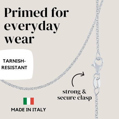 Solid 925 Sterling Silver Chain Necklace - Diamond Cut Cable Link Chain – 1.6Mm Thin, Dainty, for Women & Men with Lobster Clasp – Made in Italy, (16-30 Inch)