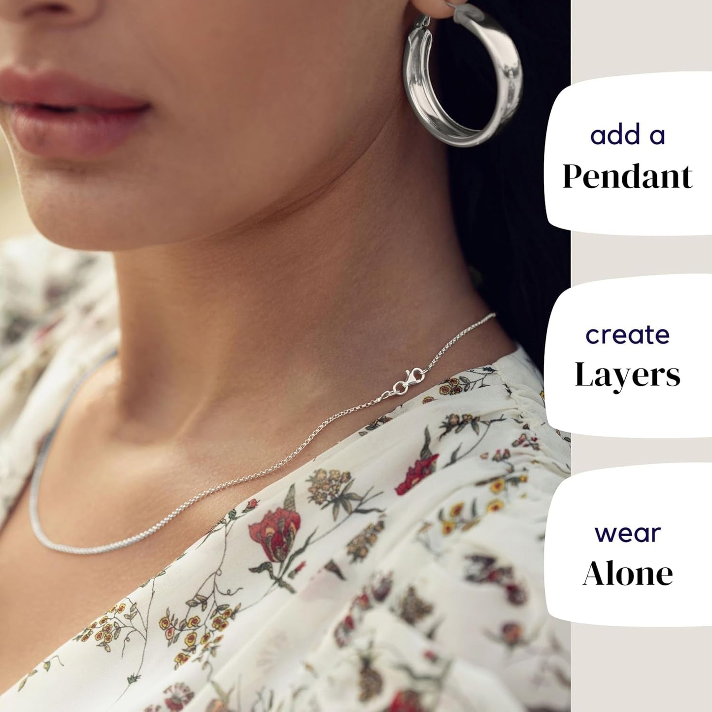 Solid 925 Sterling Silver Chain Necklace - Diamond Cut Cable Link Chain – 1.6Mm Thin, Dainty, for Women & Men with Lobster Clasp – Made in Italy, (16-30 Inch)