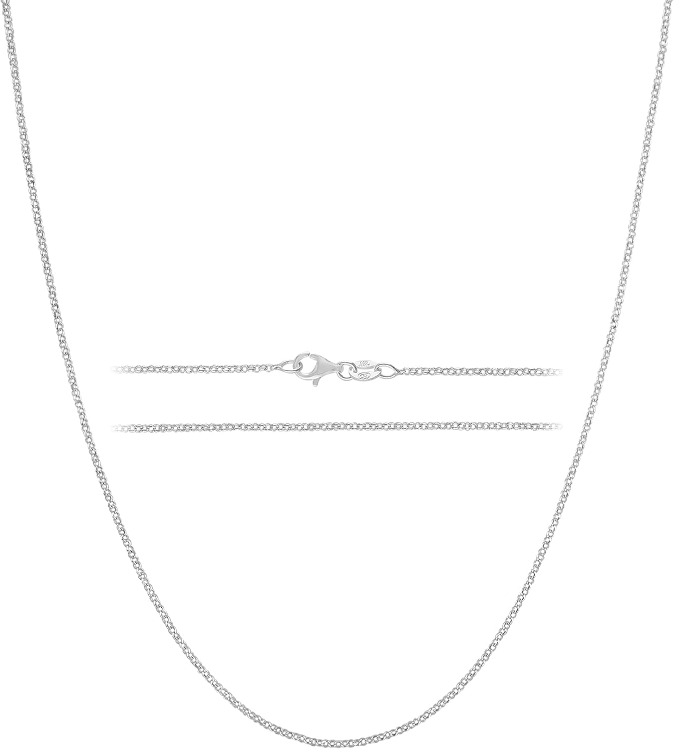 Solid 925 Sterling Silver Chain Necklace - Diamond Cut Cable Link Chain – 1.6Mm Thin, Dainty, for Women & Men with Lobster Clasp – Made in Italy, (16 - 30 Inch) - WORLD TIME VISITS