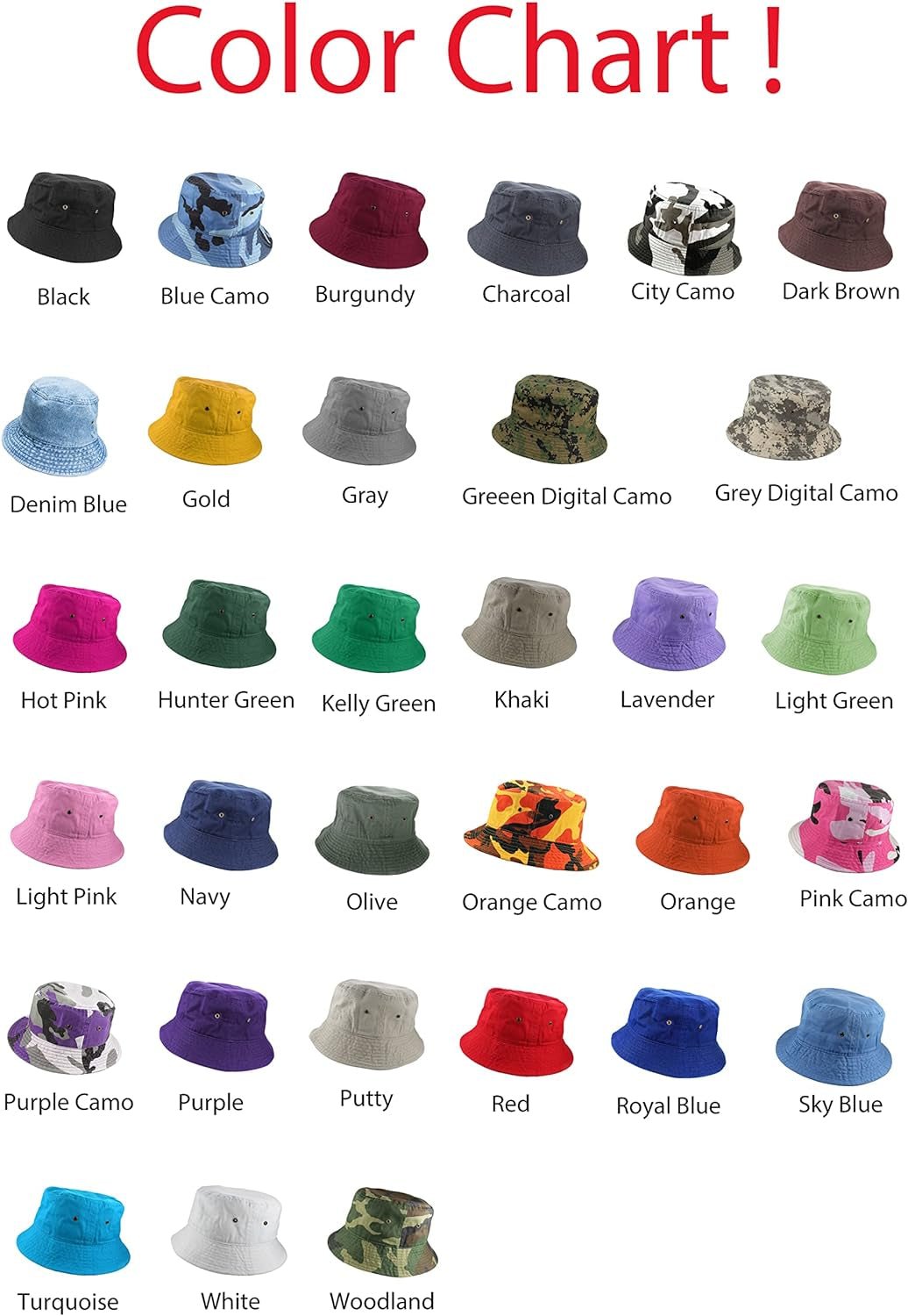 Solid Color 100% Cotton Bucket Hat for Women and Men Packable Travel Summer Beach Hat - WORLD TIME VISITS