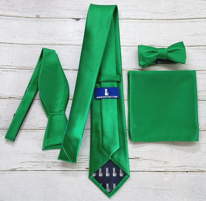 Solid Satin Tie Pure Color Necktie Mens Ties + Gift Box