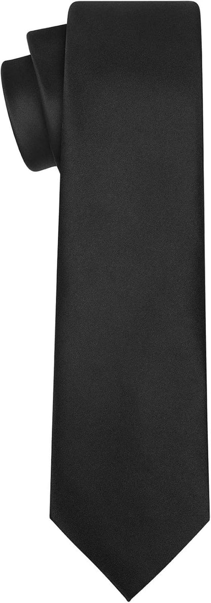 Solid Satin Tie Pure Color Necktie Mens Ties + Gift Box
