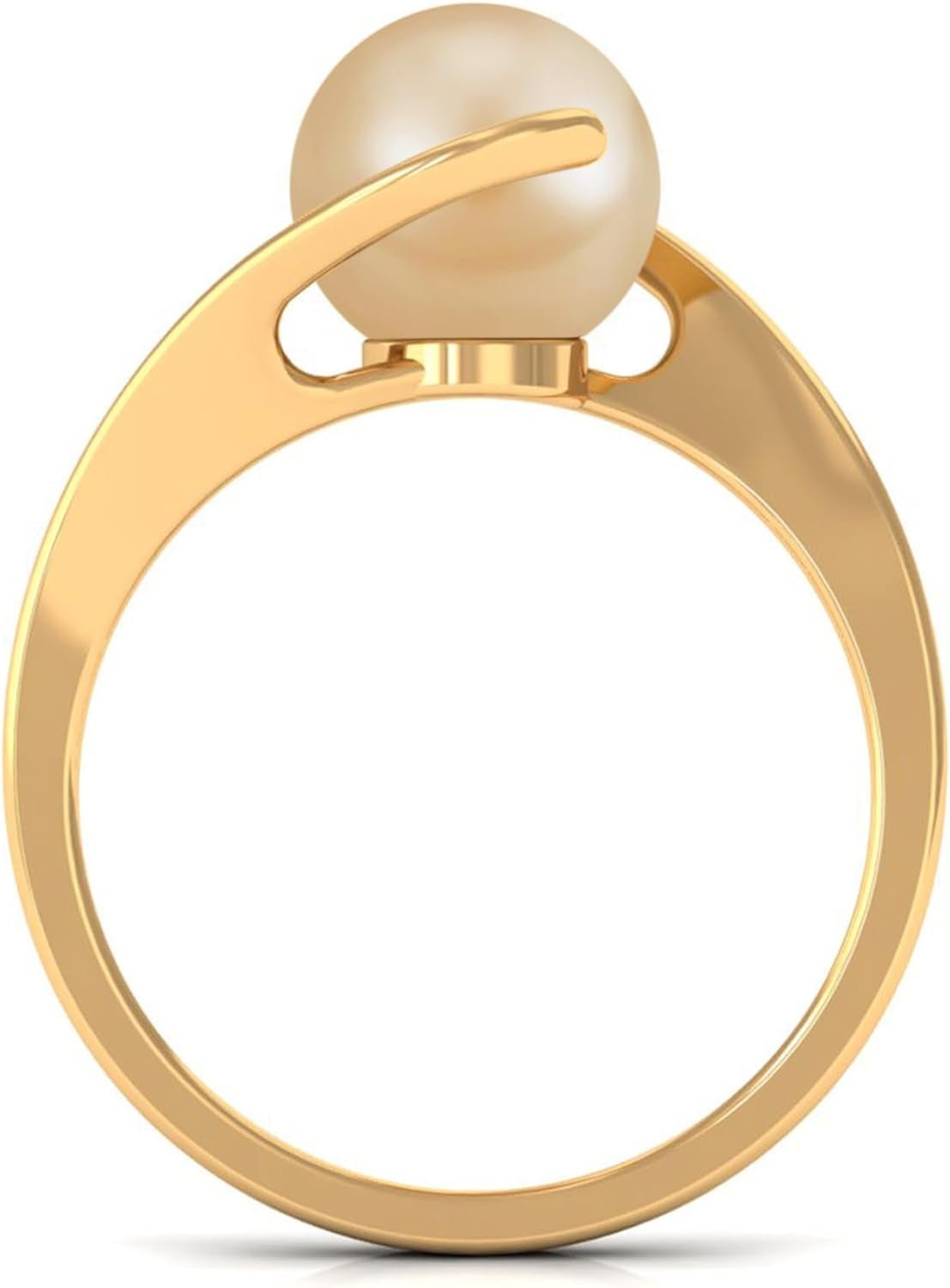 South Sea Pearl Ring for Women, Golden South Sea Pearl Solitaire Ring, South Sea Pearl Gold Bypass Ring, June Birthstone Ring - WORLD TIME VISITS