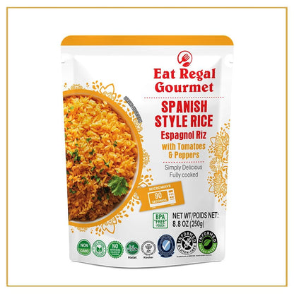 Spanish Rice Pack of 6, 8.8 Ounce, Ready to Eat in 90 Sec | 100% Natural Ingredients | Precooked Rice | Ready Rice | Family Meals Ready to Eat | Microwavable | Side Dish - WORLD TIME VISITS