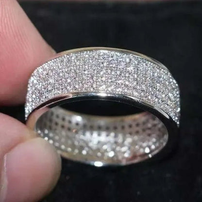 Sparkling 925 Solid Sterling Silver White Sapphire Diamond Wedding Band Rings Engagement Anniversary Party Jewelry Size 5-12