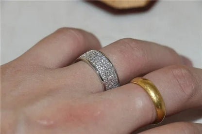Sparkling 925 Solid Sterling Silver White Sapphire Diamond Wedding Band Rings Engagement Anniversary Party Jewelry Size 5-12