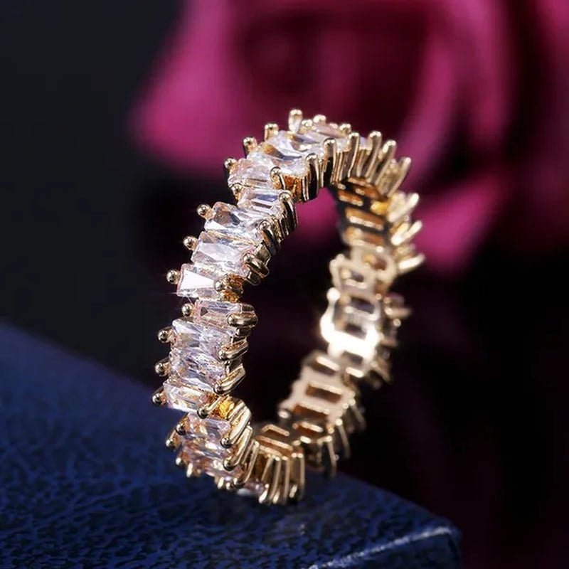 Sparkling 925 Sterling Silver and Gold Natural Gemstone White Sapphire Ring Women Party Anniversary Fine Jewelry