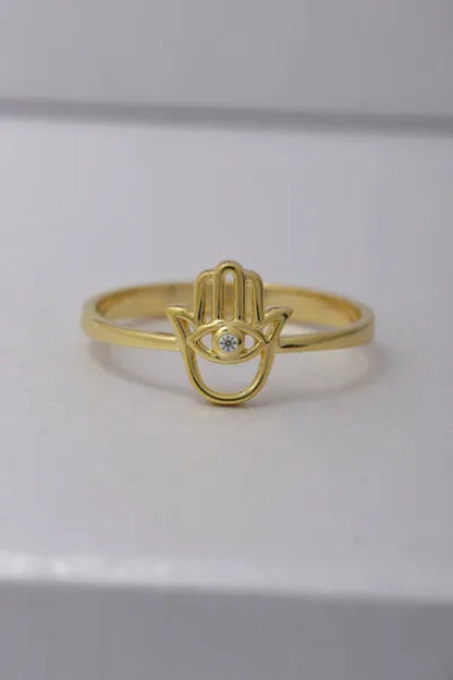 Special Design Hamsa Ring, 925 Sterling Silver Hamsa Ring, Fatima Hand Ring, Handmade Silver Hamsa Ring, Delicate Silver Ring, Silver Ring, Delicate Silver Ring, Religious Ring, (White, Rose and Gold), Valentine'S Day Gift, Christmas Gift, Mothers Gift