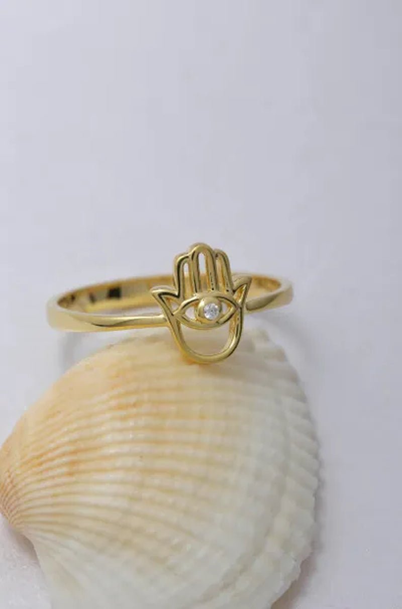 Special Design Hamsa Ring, 925 Sterling Silver Hamsa Ring, Fatima Hand Ring, Handmade Silver Hamsa Ring, Delicate Silver Ring, Silver Ring, Delicate Silver Ring, Religious Ring, (White, Rose and Gold), Valentine'S Day Gift, Christmas Gift, Mothers Gift