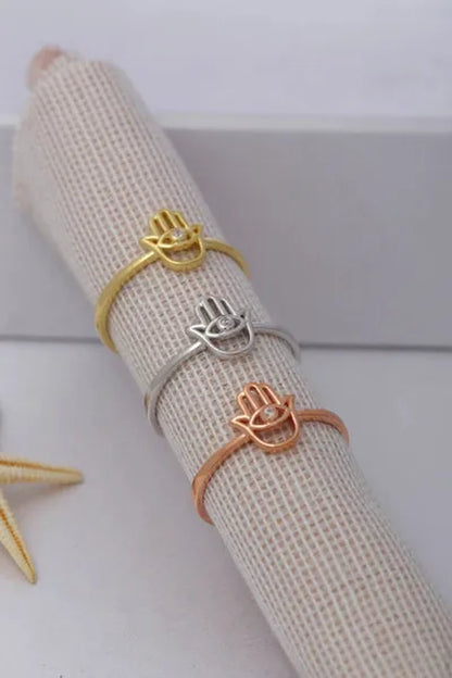 Special Design Hamsa Ring, 925 Sterling Silver Hamsa Ring, Fatima Hand Ring, Handmade Silver Hamsa Ring, Delicate Silver Ring, Silver Ring, Delicate Silver Ring, Religious Ring, (White, Rose and Gold), Valentine'S Day Gift, Christmas Gift, Mothers Gift - WORLD TIME VISITS