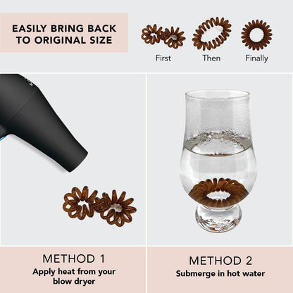 Spiral Hair Ties for Women, Coil Hair Ties for Thick Hair, No Crease Hair Tie, Spiral Hair Ties No Damage, Hair Coils & Phone Cord Hair Ties for Thin Hair, Hair Ties Spiral, 8Pcs (Brunette)