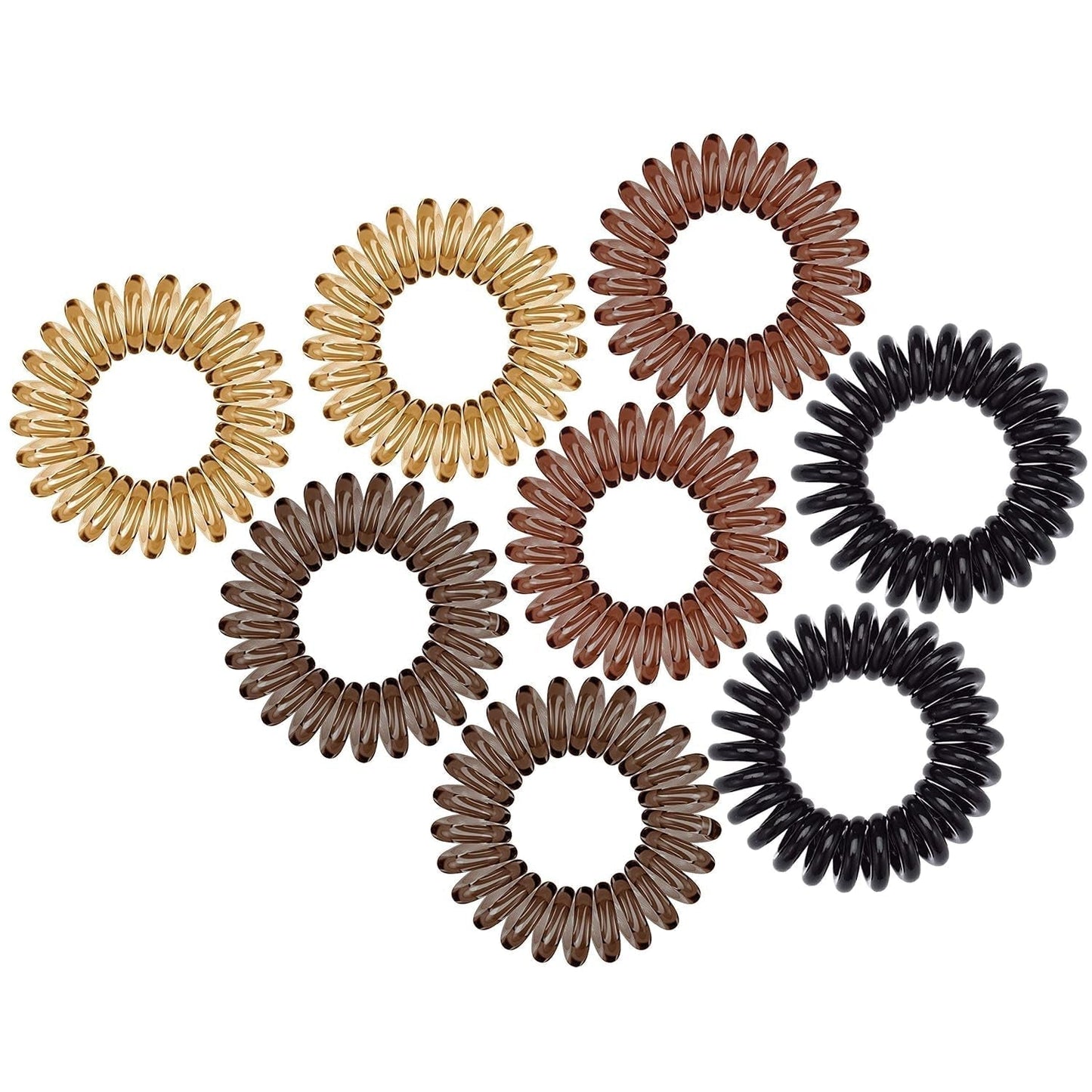 Spiral Hair Ties for Women, Coil Hair Ties for Thick Hair, No Crease Hair Tie, Spiral Hair Ties No Damage, Hair Coils & Phone Cord Hair Ties for Thin Hair, Hair Ties Spiral, 8Pcs (Brunette)