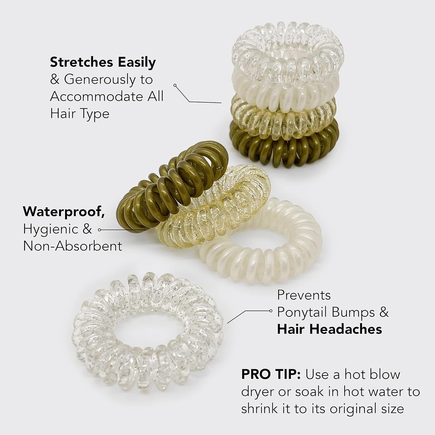 Spiral Hair Ties for Women - Creaseless and Dent-Free Coil Hair Ties | No Damage, Phone Cord Coils | Made of Flexible and Durable Plastic | 8Pcs (Blonde)