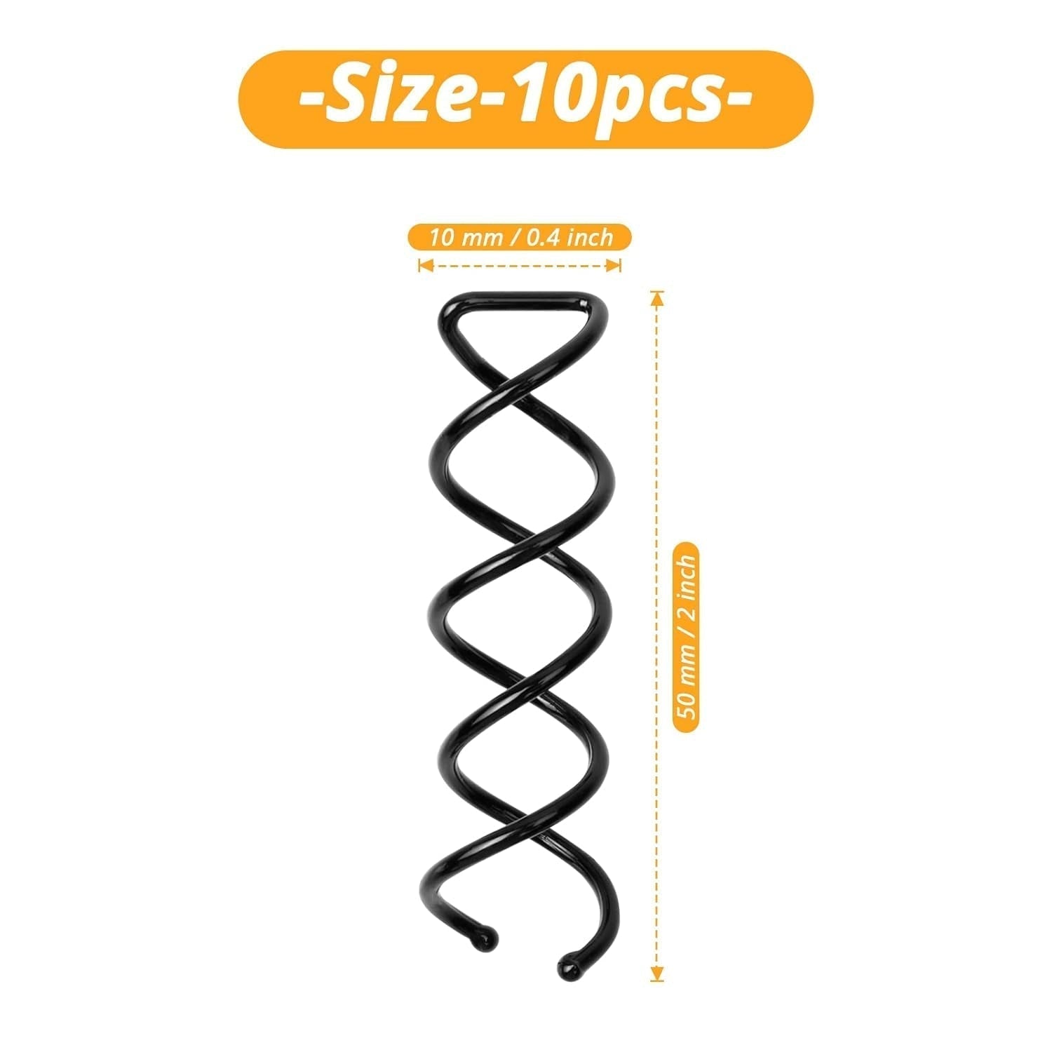 Spiral Twist Hair Pins (10 - Pack) – Durable Non - Scratch Corkscrew Design for Effortless Bun Hairstyles – (Black) - WORLD TIME VISITS