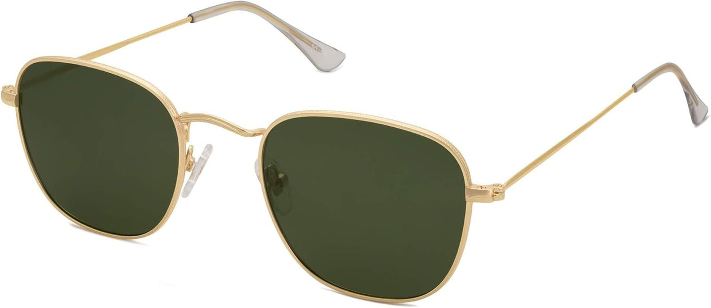 Square Polarized Sunglasses for Men Women Classic Vintage Retro Style - WORLD TIME VISITS