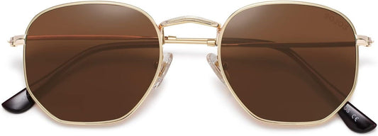 Square Polarized Sunglasses for Women Men Small Hexagonal Polygon Shades SJ1072 - WORLD TIME VISITS