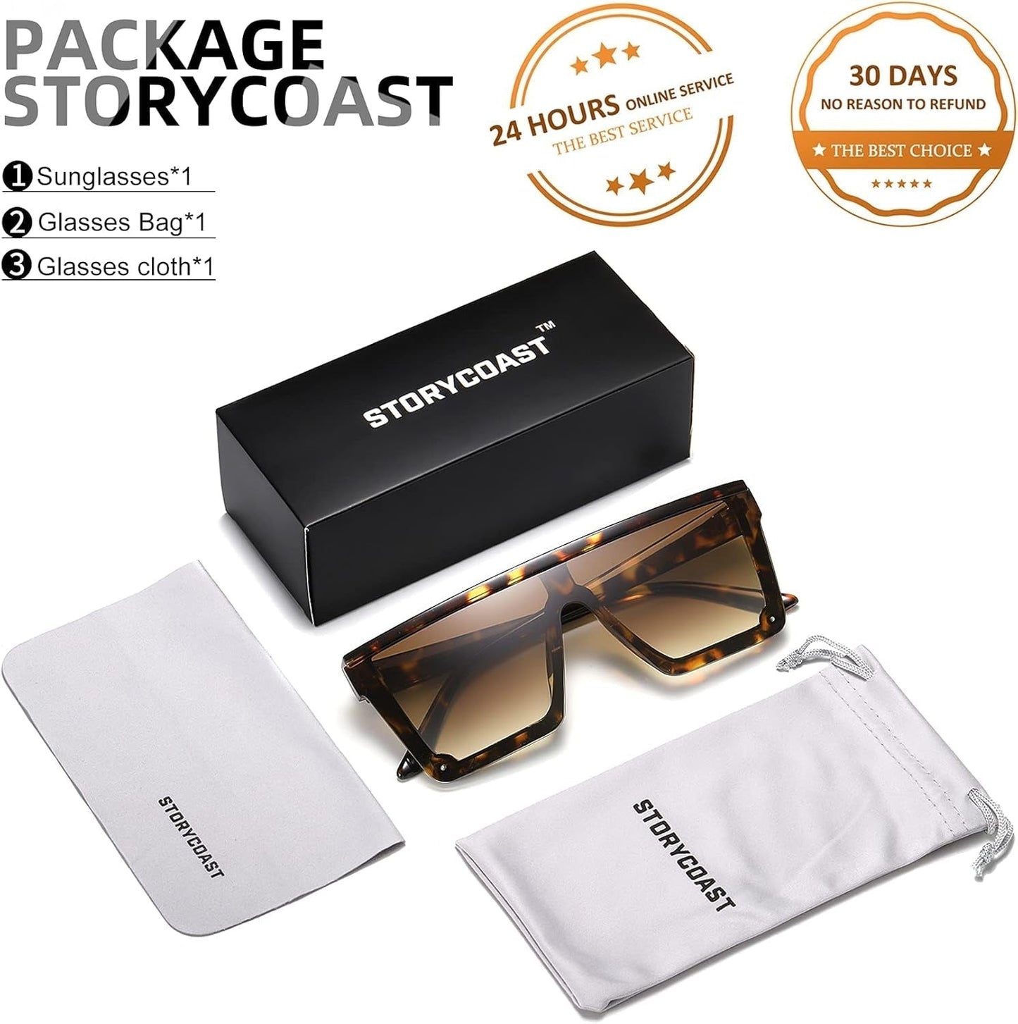 Square Sunglasses for Women Men Fashion Big Frame Flat Top Sun Glasses Mirror Lens