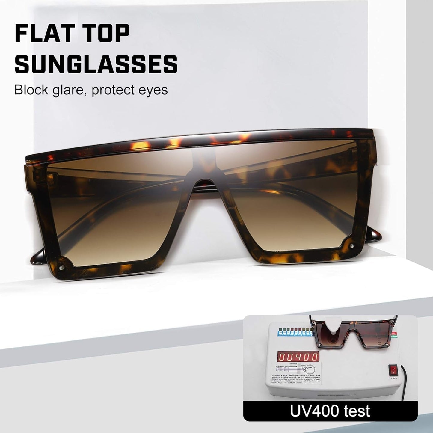 Square Sunglasses for Women Men Fashion Big Frame Flat Top Sun Glasses Mirror Lens