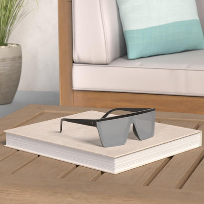 Square Sunglasses for Women Men Fashion Big Frame Flat Top Sun Glasses Mirror Lens - WORLD TIME VISITS