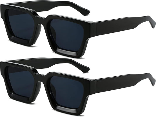 Square Sunglasses for Women Men Square Thick Frame Sun Glasses Simple Designer Style Shades - WORLD TIME VISITS