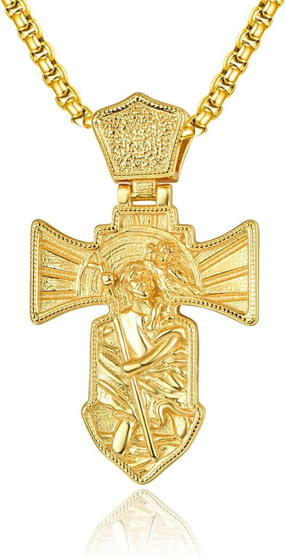 St Michael/St Christopher Necklace S925 Sterling Silver Archangel Saint Michael Protect US Pendant Jewelry Graduation Gifts for Women Men - WORLD TIME VISITS