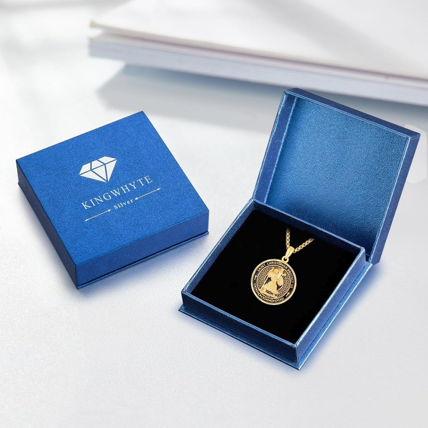 St Michael/St Christopher Necklace S925 Sterling Silver Archangle Saint Michael Protect US Pendant Jewelry Graduation Gifts for Women Men