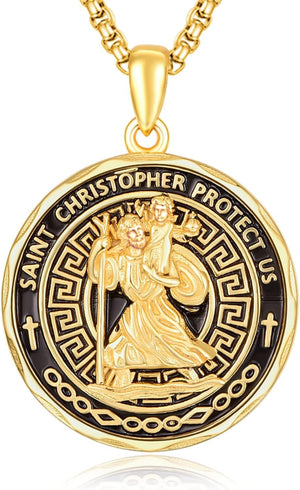 St Michael/St Christopher Necklace S925 Sterling Silver Archangle Saint Michael Protect US Pendant Jewelry Graduation Gifts for Women Men
