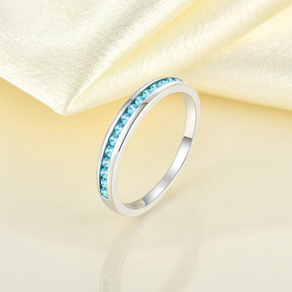 Stackable Rings 925 Sterling Silver Halo Birthstone Eternity Bands Jewelry for Women