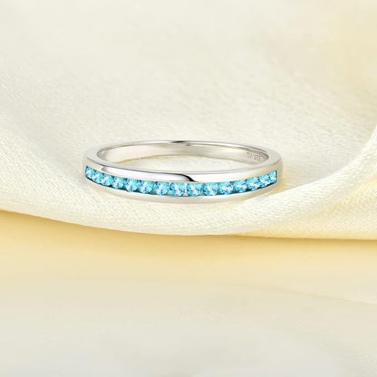 Stackable Rings 925 Sterling Silver Halo Birthstone Eternity Bands Jewelry for Women