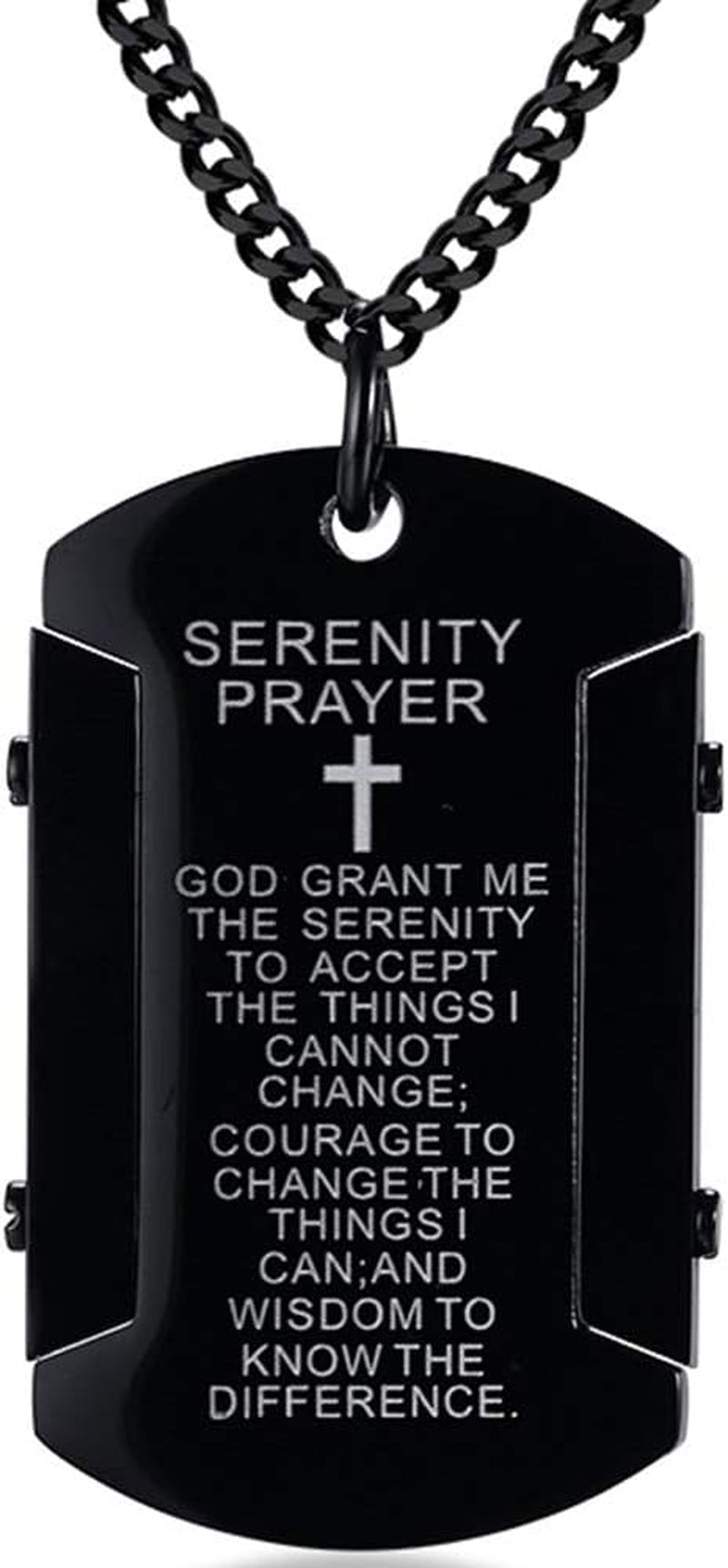 Stainless Steel Christian Cross Serenity Prayer Religious Pendant Necklace - WORLD TIME VISITS
