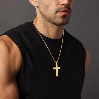 Stainless Steel Mens Womens Cross Necklace Lord'S Prayer Pendant, 4 Colors Available