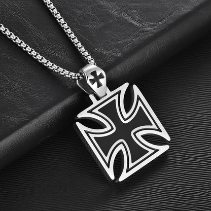 Stainless Steel Templar Knight Cross Pendant Biker Mens Womens Necklace 24Inch Chain Silver - WORLD TIME VISITS
