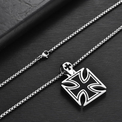 Stainless Steel Templar Knight Cross Pendant Biker Mens Womens Necklace 24Inch Chain Silver